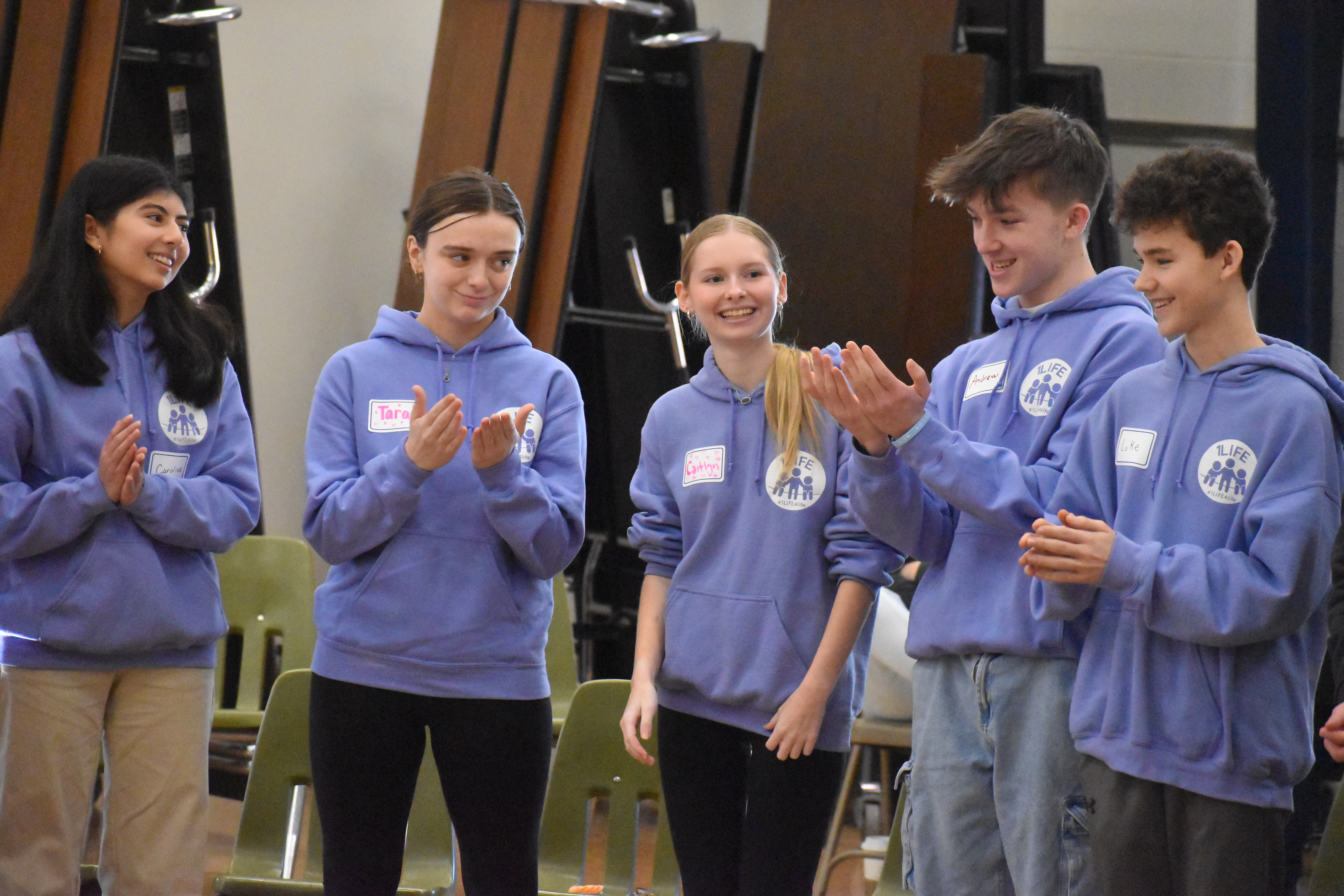 Northport High School 1Life students participate in an ice breaker during a training on vaping prevention. Photo courtesy of the Northport-East Northport School District.