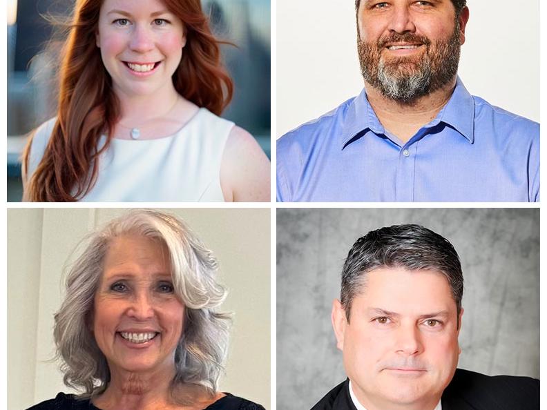 The four candidates for two open trustee seats on the board of education are, clockwise from top left: Victoria Bento, Michael Cleary, Paul Darrigo and incumbent Carol Taylor. 