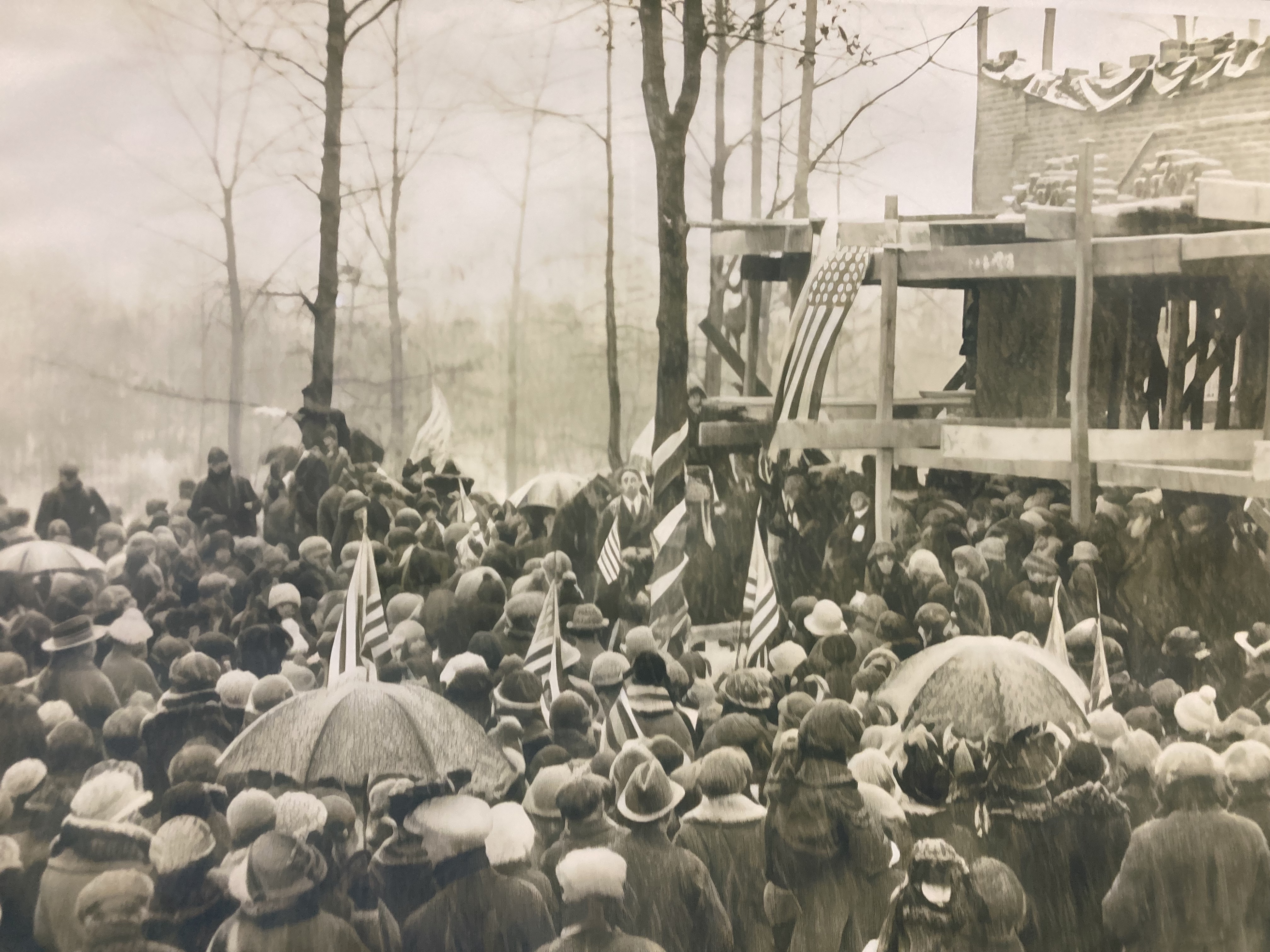 The 1924 photograph of a bricklaying ceremony at the Laurel Avenue School, now known as the William J. Brosnan building.