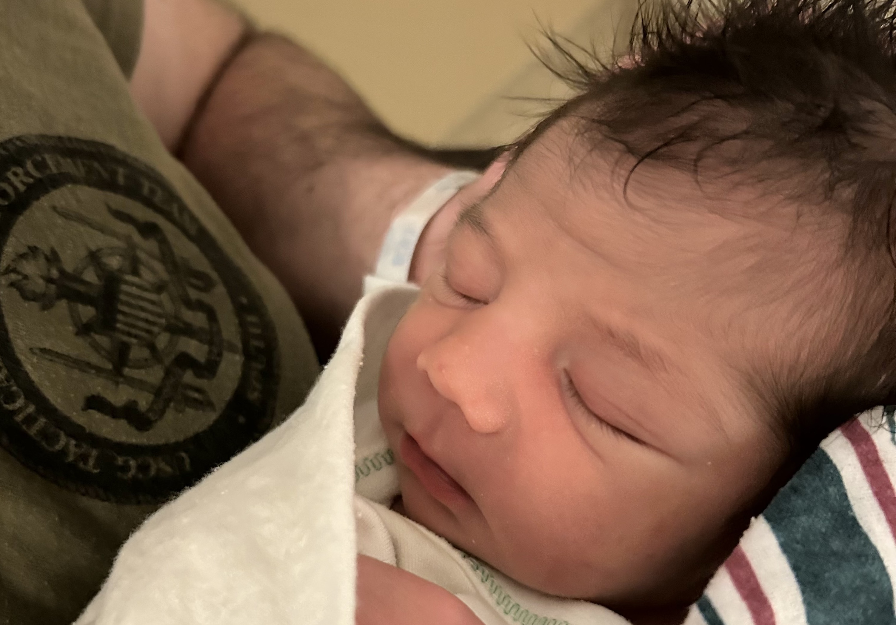 Charlie Bruckenthal, born just past 3am on January 1, 2025, is the first baby born at Stony Brook University Hospital this new year.  Photo courtesy Stony Brook Medicine. 