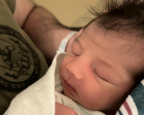 Charlie Bruckenthal, born just past 3am on January 1, 2025, is the first baby born at Stony Brook University Hospital this new year.  Photo courtesy Stony Brook Medicine. 