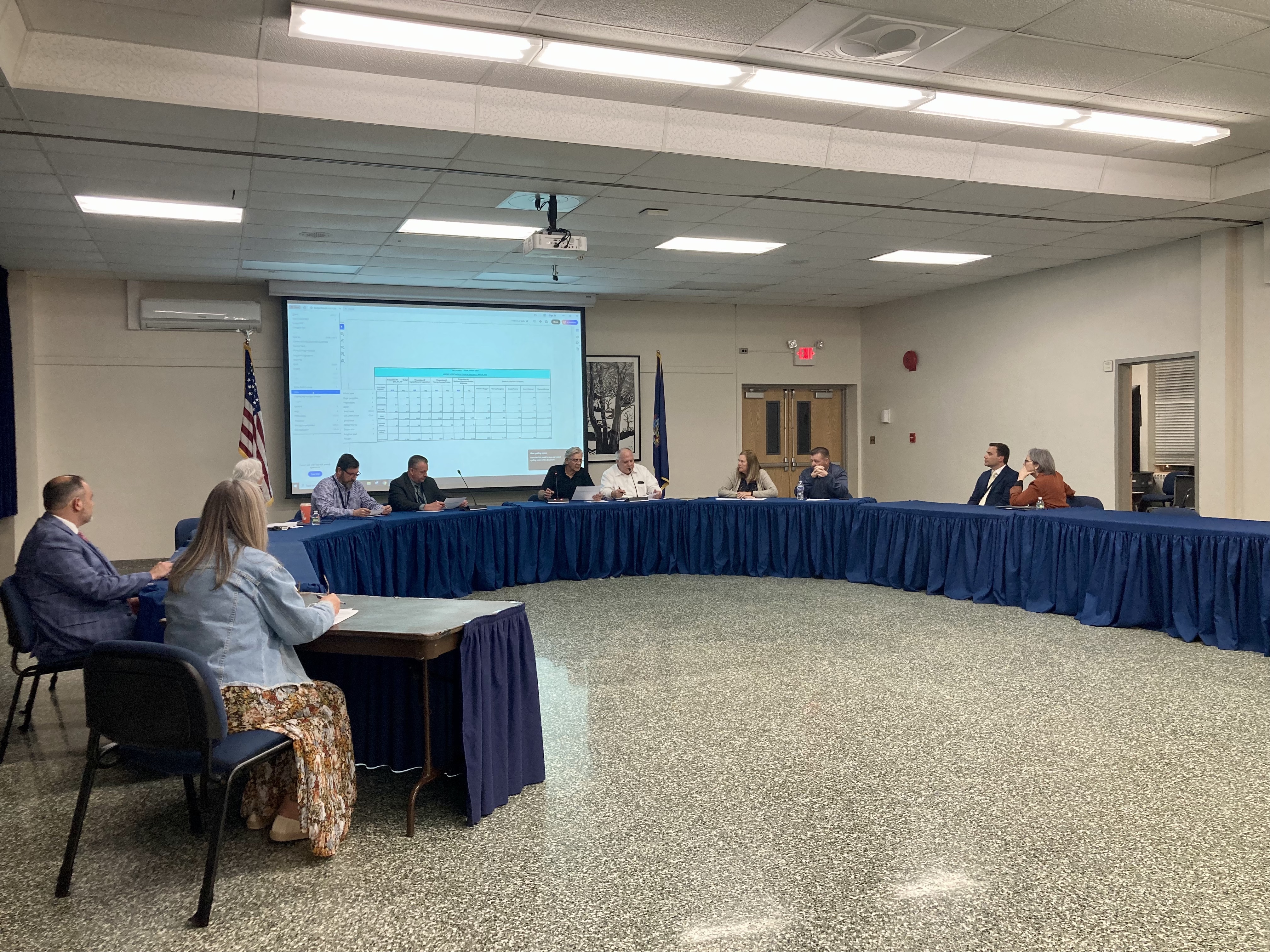 District administrators and members of the board of education review the results of the 2025-2026 budget vote and election of trustees yesterday, May 20.