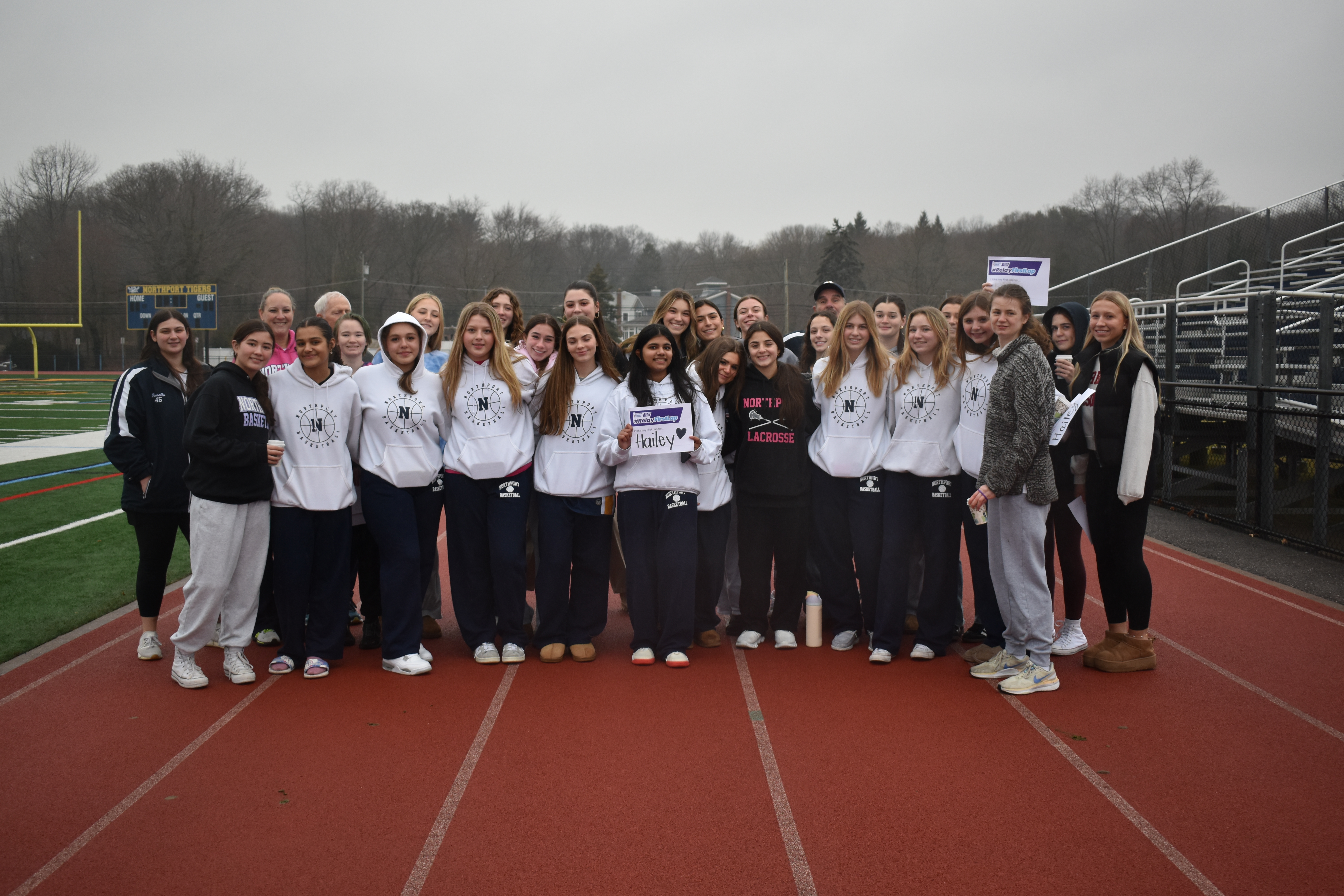 Julia Raghoonanan, along with fellow members of the NHS basketball team, represented Raghoonanan’s sister Hailey Seemungal, who is currently battling leukemia, at the Relay for Life First Lap event last month. 