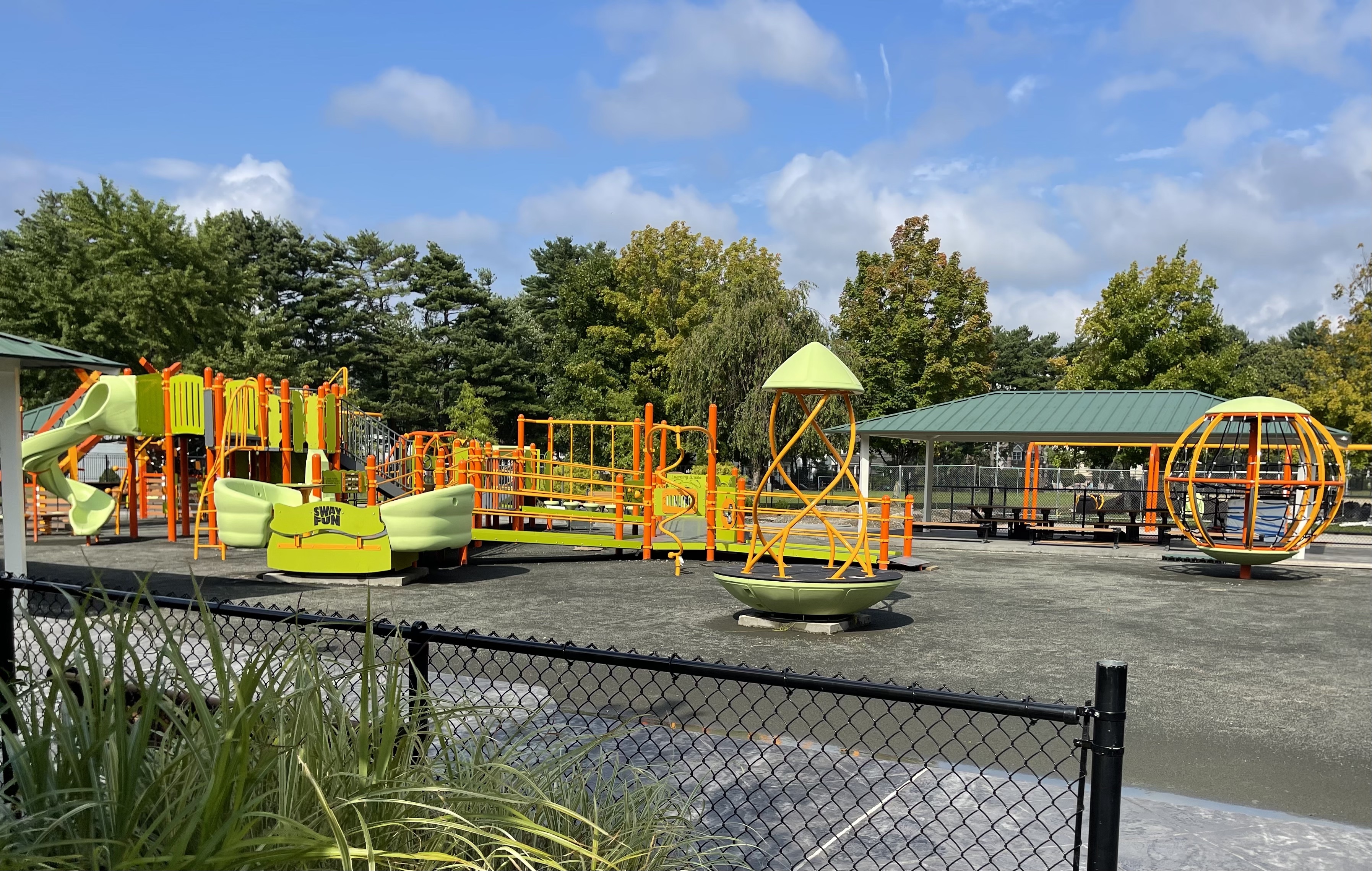 All equipment at the new playground at Heckscher Park now meets the standards of the Americans with Disabilities Act.