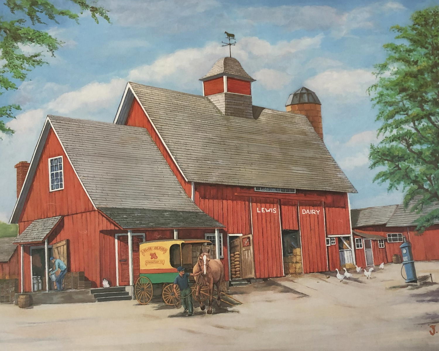 An artist rendering of the historic Lewis Oliver Farm on Burt Avenue in Northport Village. Image courtesy of the Northport Historical Society. 