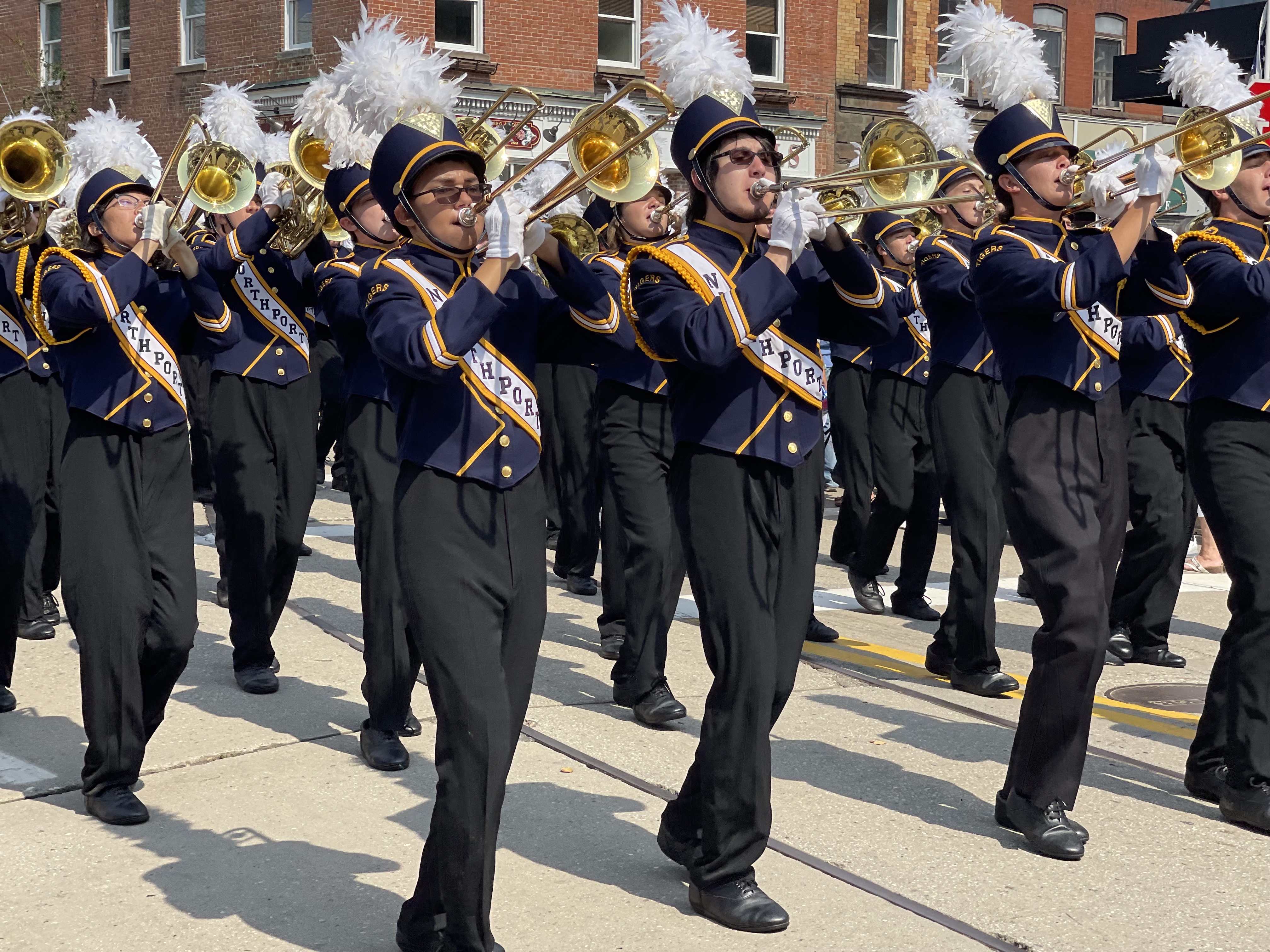 Members of the Northport Marching Band in the 2023 Cow Harbor Day parade. 