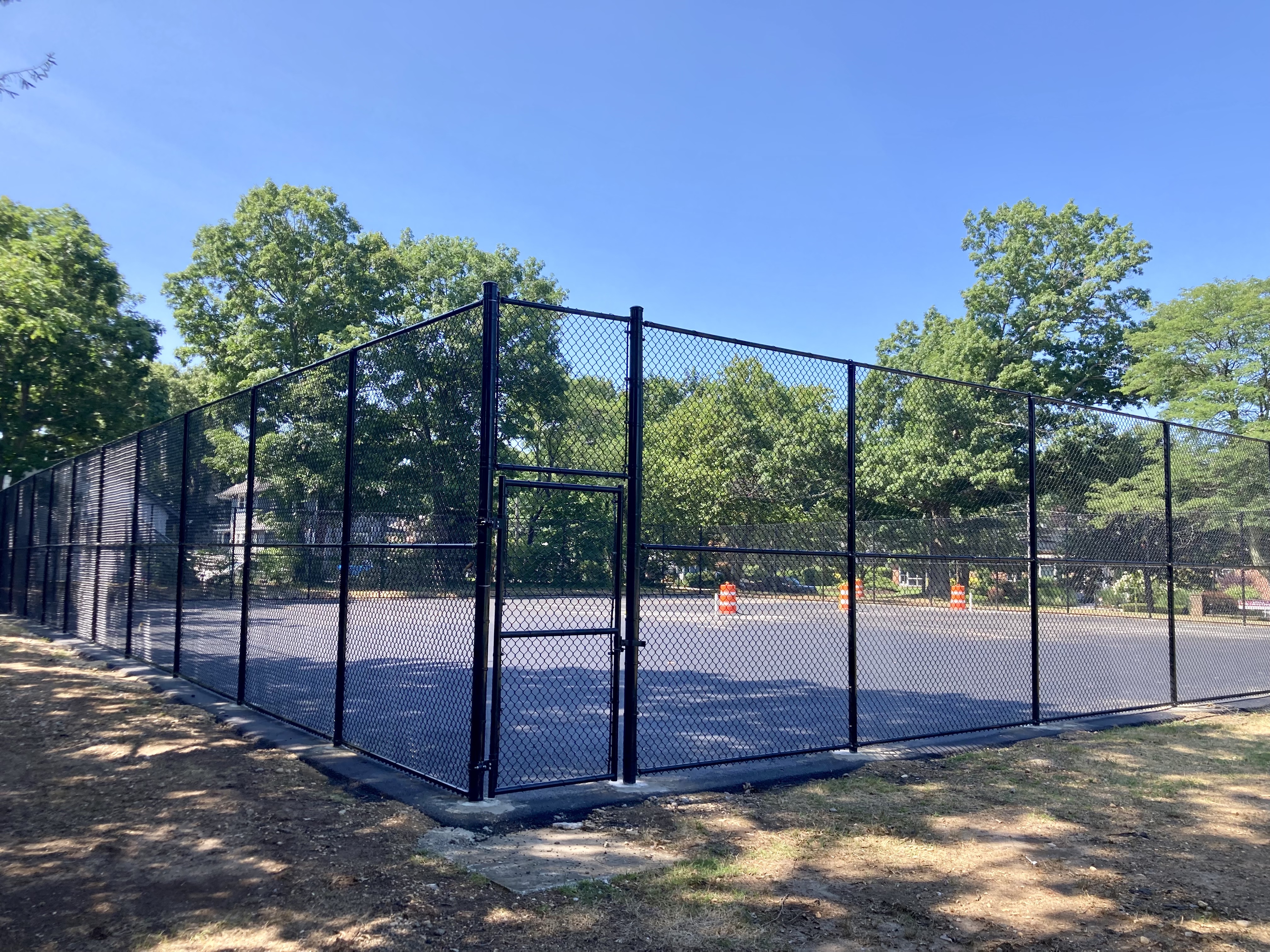 Renovations on the existing two tennis courts at the William J. Brosnan building are underway and will include hybrid pickleball courts. 