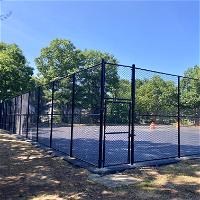 Renovations on the existing two tennis courts at the William J. Brosnan building are underway and will include hybrid pickleball courts. 