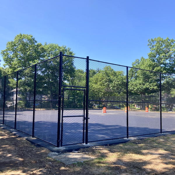 Renovations on the existing two tennis courts at the William J. Brosnan building are underway and will include hybrid pickleball courts. 