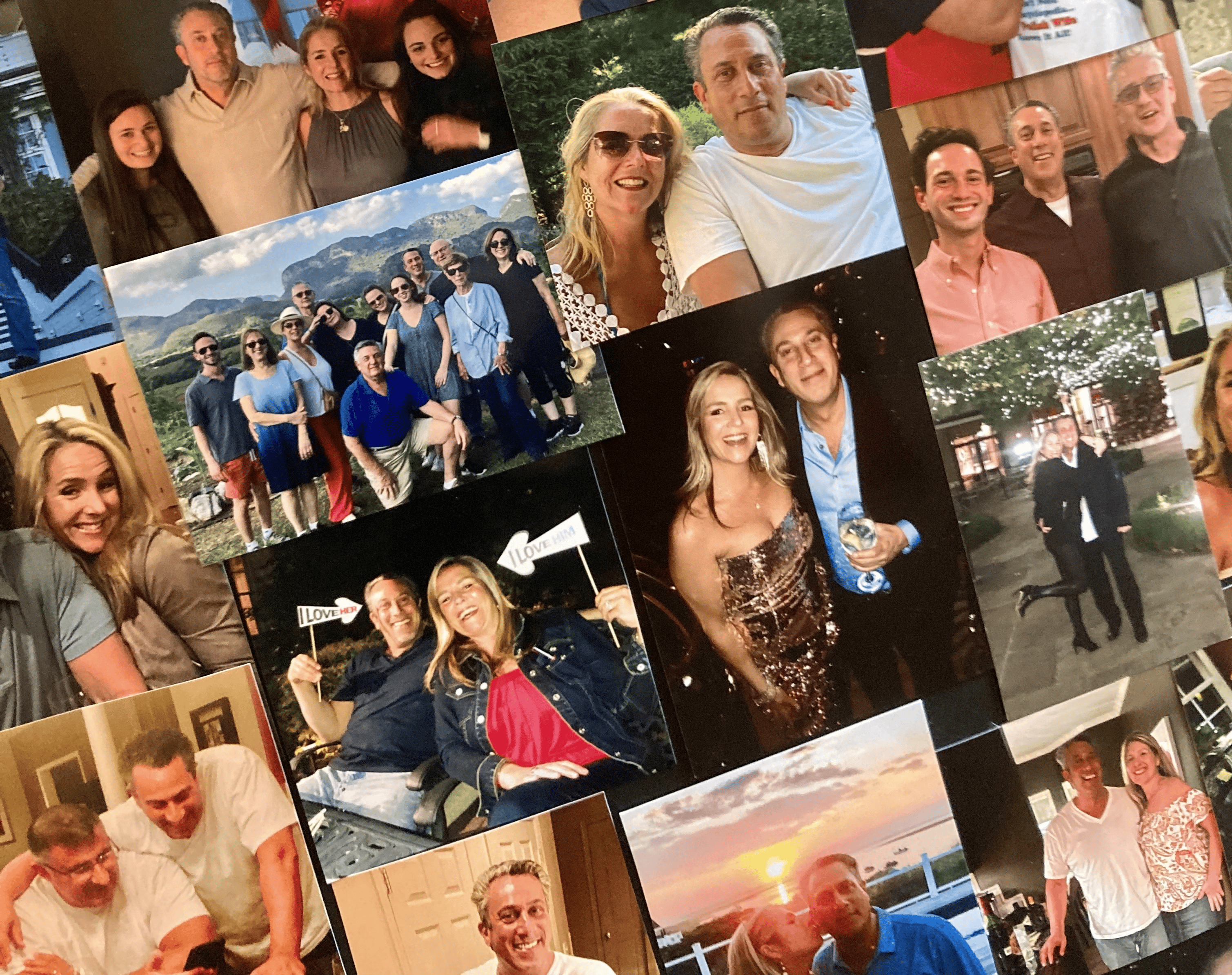 Images from a memory board made for the celebration of life service for 56-year-old Northport resident Andy Kohn, who died suddenly while vacationing in Greece in September. 