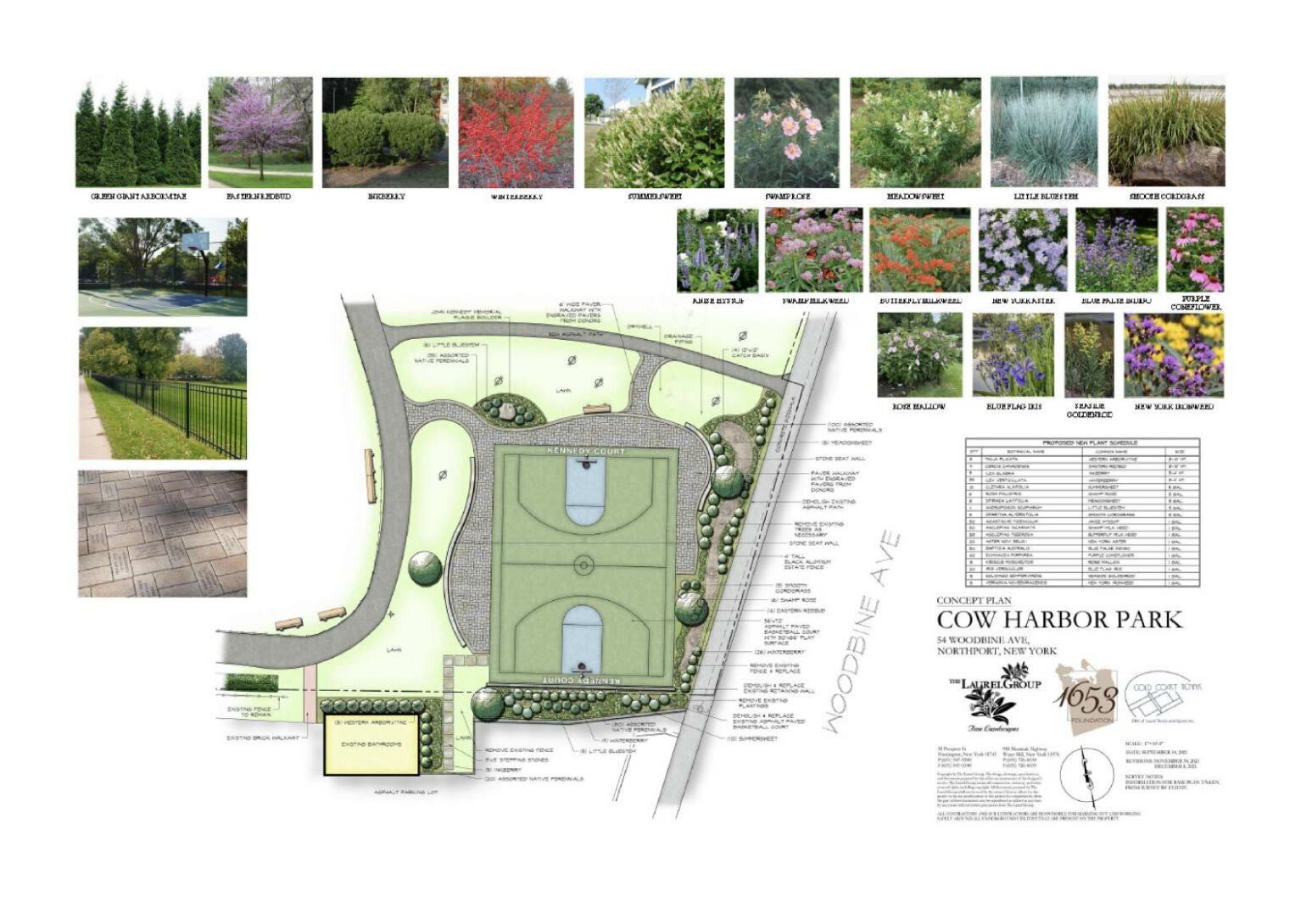 A rendering of the proposed basketball court and how the project will be laid out within the existing park.