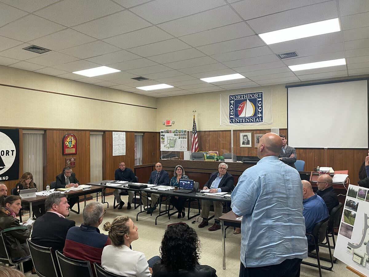 Doug Trani asked the Northport Village Board to support the Downtown Northport Basketball Court Revitalization project following a formal presentation by teammate Chris Wiebke Tuesday night.