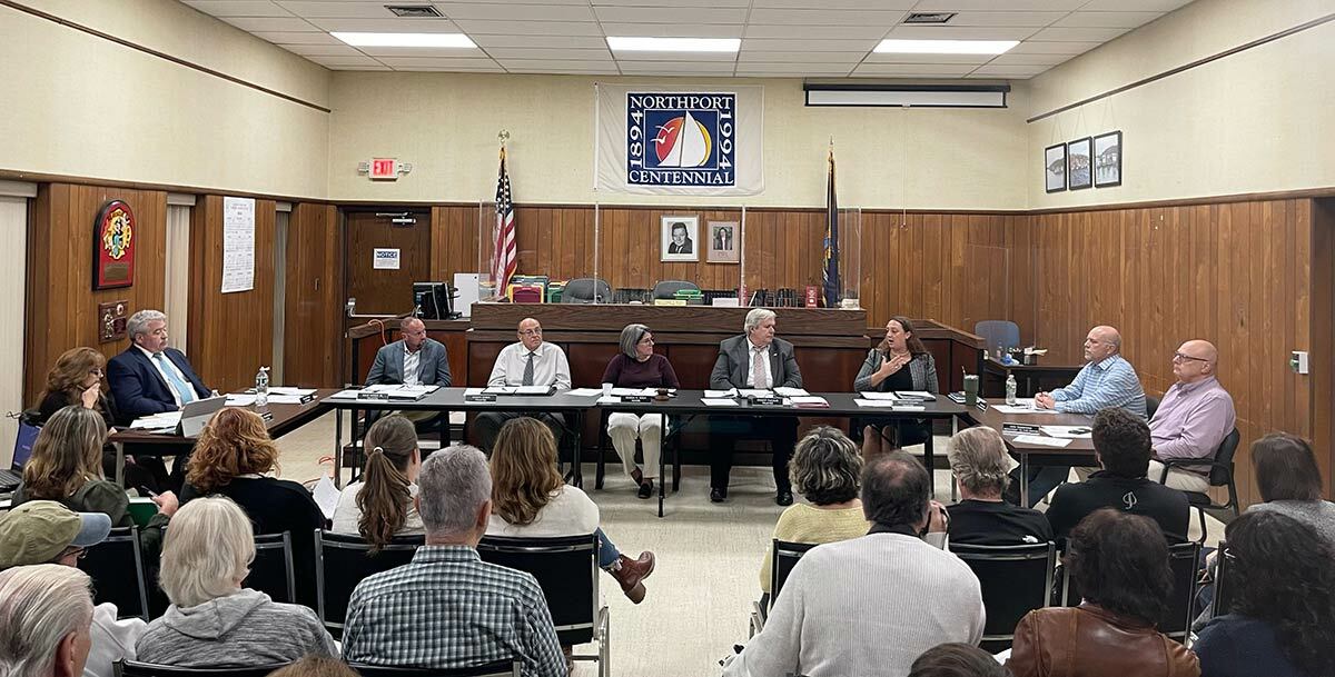 Residents filled Village Hall this past Tuesday for a public hearing on a proposed law change that would have banned sidewalk signs in Northport Village. The proposed amendment was rejected.