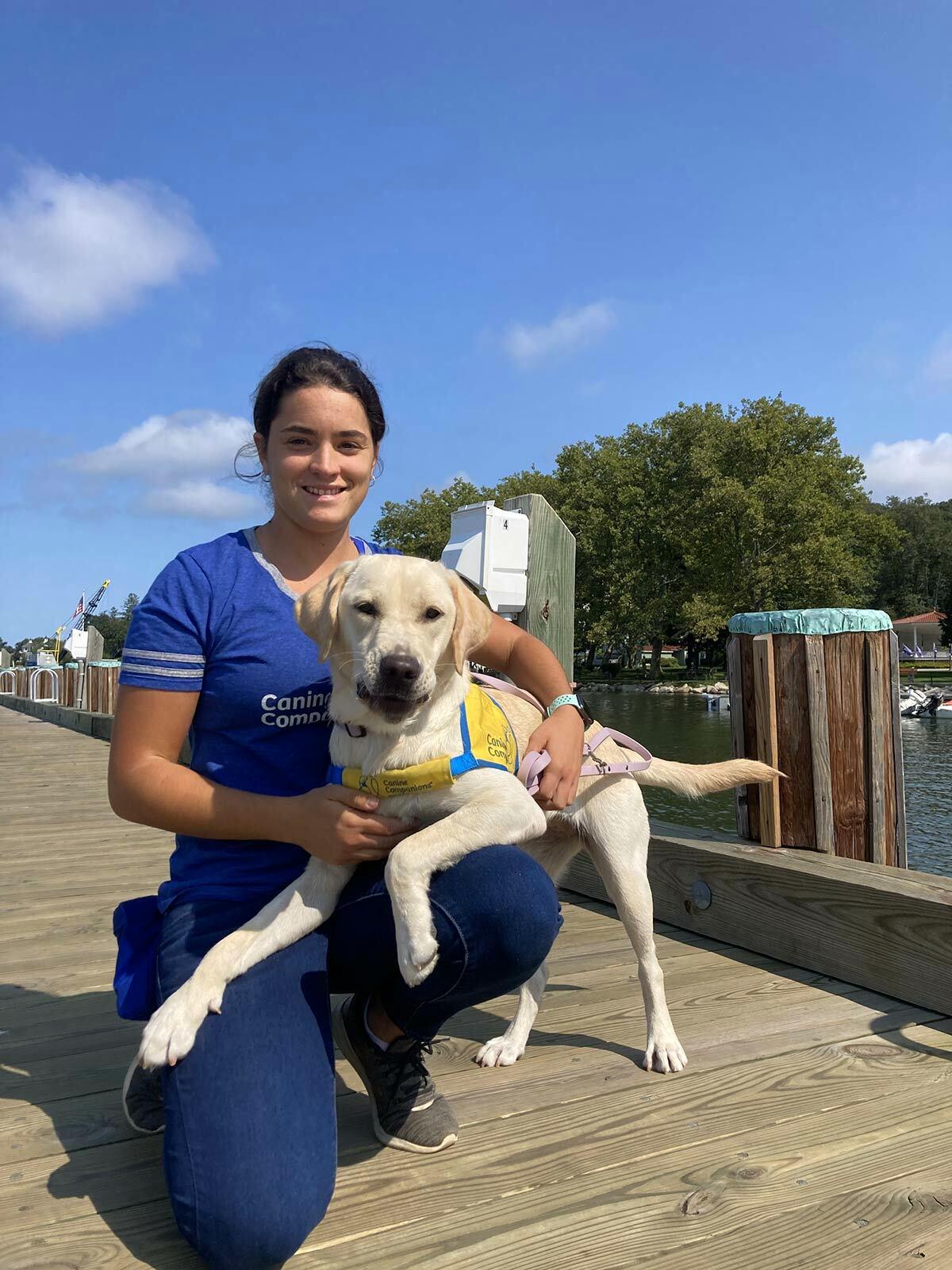 Brooke has created a special bond with Nutmeg VI, who recently turned nine months old. In May 2023, Nutmeg will move on to advanced training to learn commands that are useful to a person with disabilities.