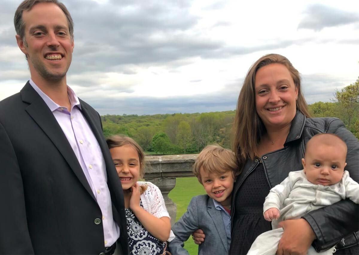 Northport Village resident Meghan Dolan, pictured here with her husband and their three children, announced her intention to run for Northport Village Trustee last week. Photo courtesy Meghan Dolan