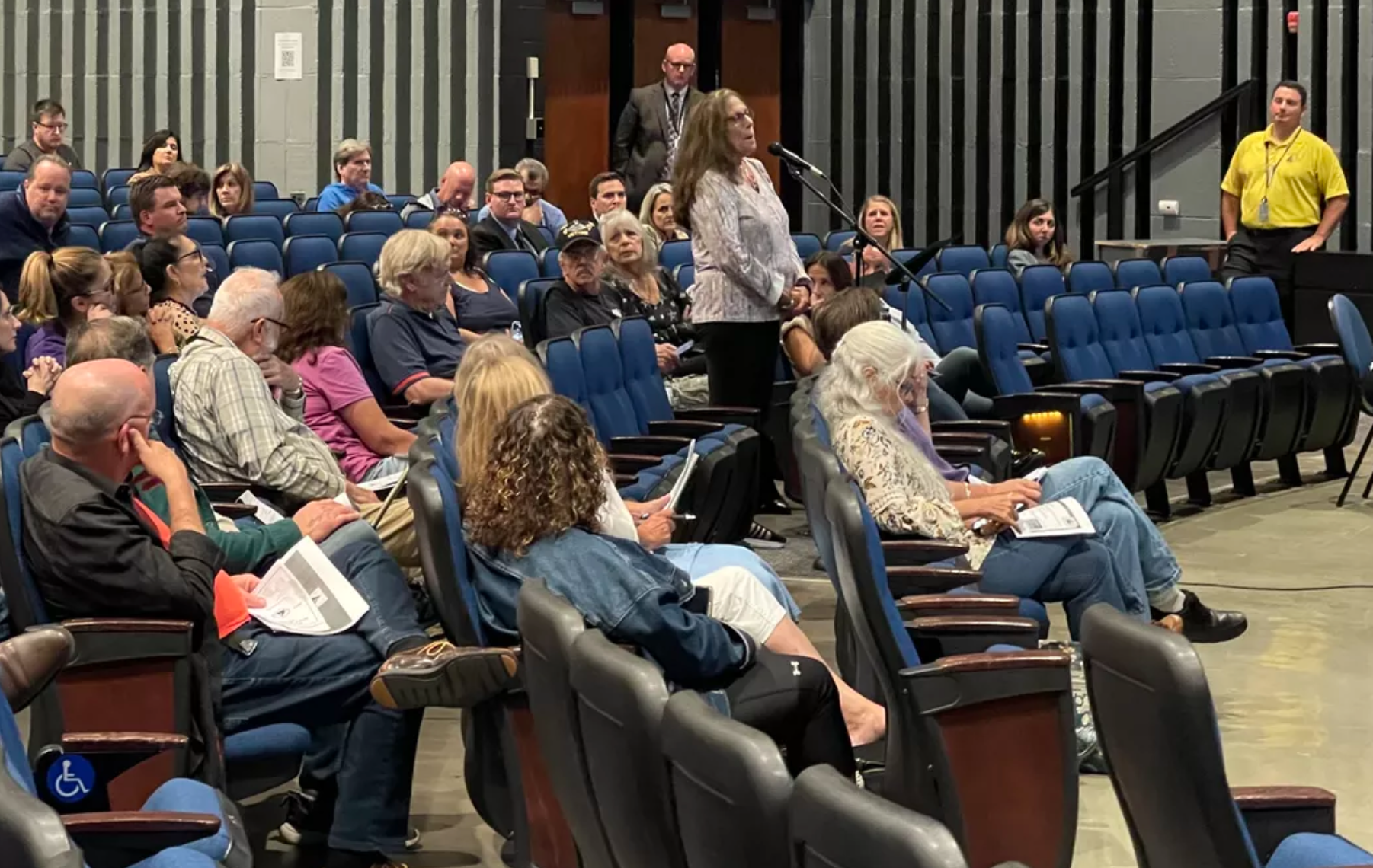 Ellen Richer, founder of the Whole Child Academy, a school for twice-exceptional children in Melville currently looking to lease space at Dickinson Avenue Elementary School, speaks at the October 5 board of education meeting. 