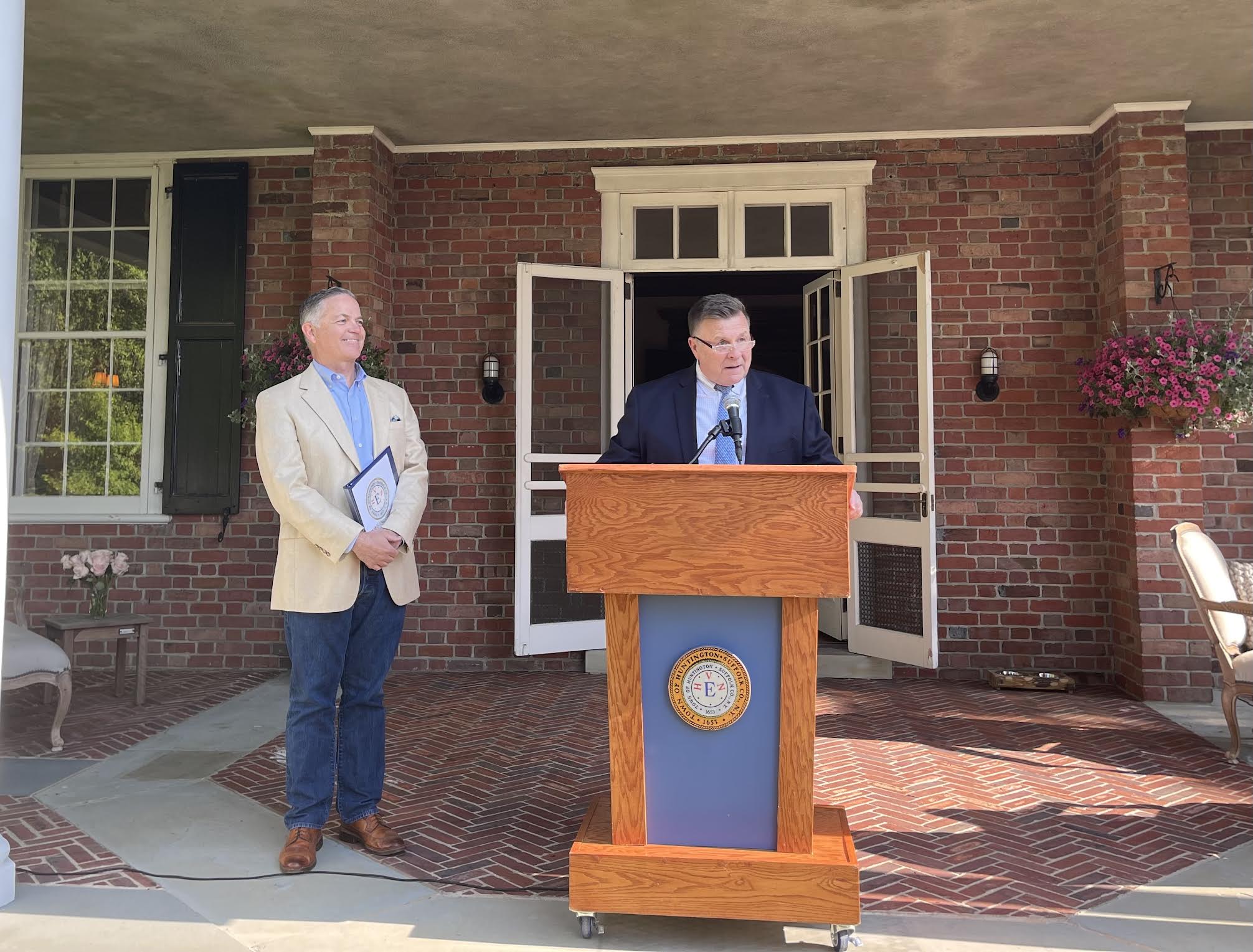 Director of the Huntington Office of Film and Television, Joe Schramm, speaks at the launch event alongside Huntington Town Supervisor Ed Smyth.