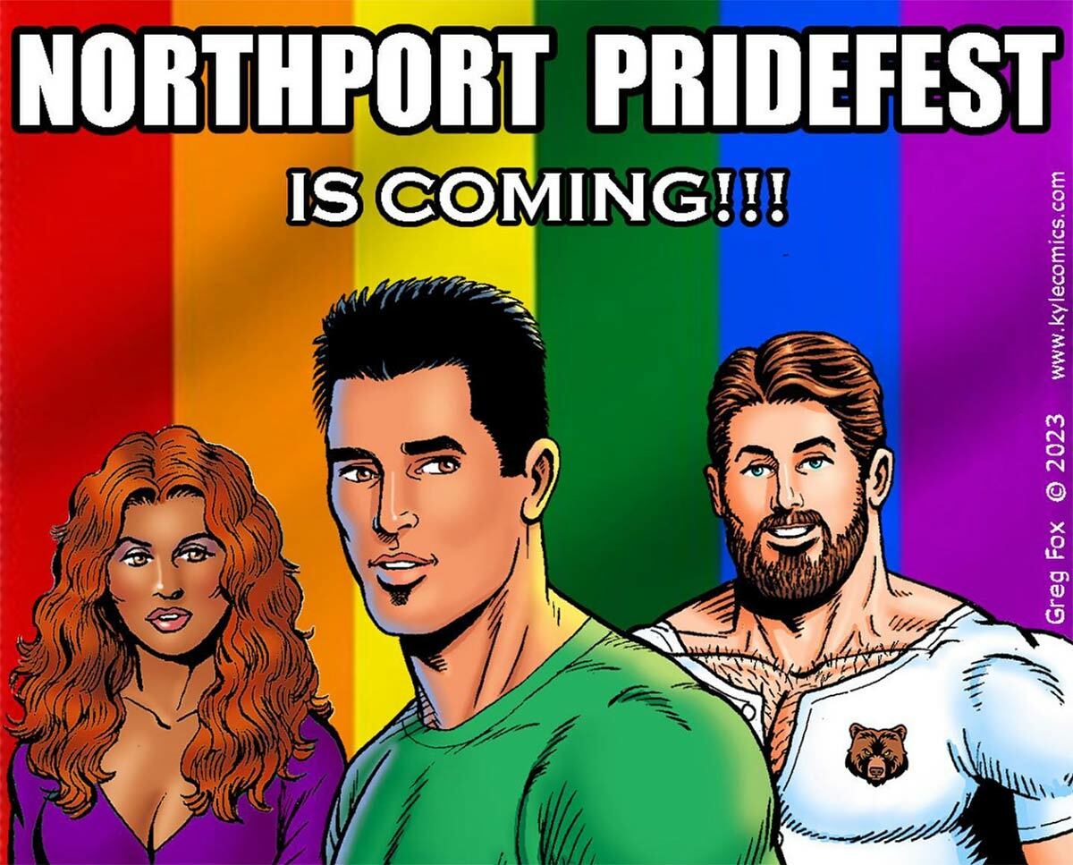 Greg Fox, a Northport Village resident whose work is on display at the PRIDE! pop-up exhibit, has also contributed artwork for the promotion of the Village’s upcoming Pridefest in the Park event.