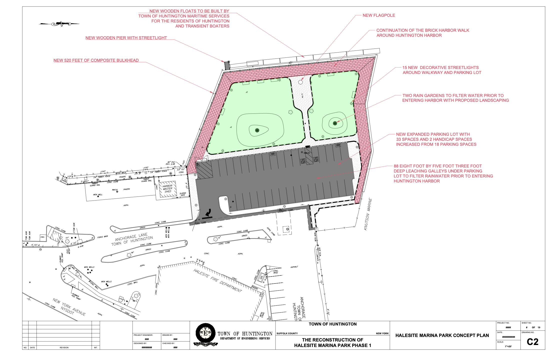 Halesite Marina Park plans courtesy the Town of Huntington. 