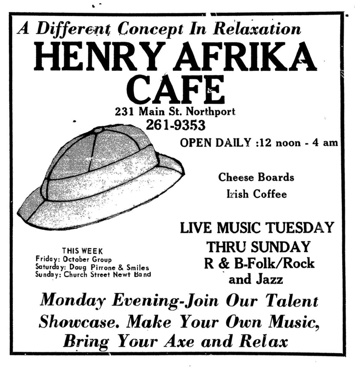 A different concept in relaxation. An August 1976 ad in the then Northport Journal.