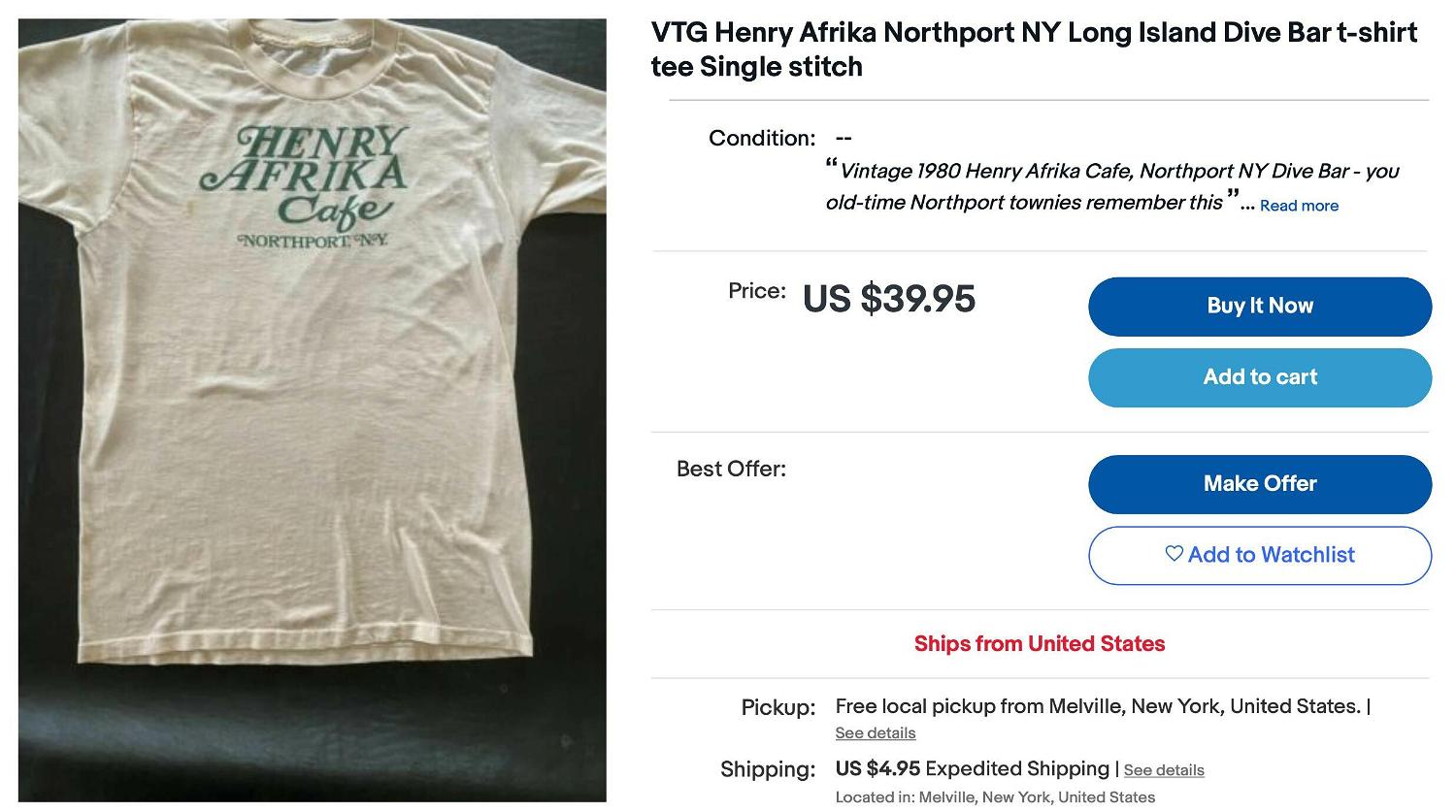 An eBay listing boasting a vintage tee with plenty of use and wear.