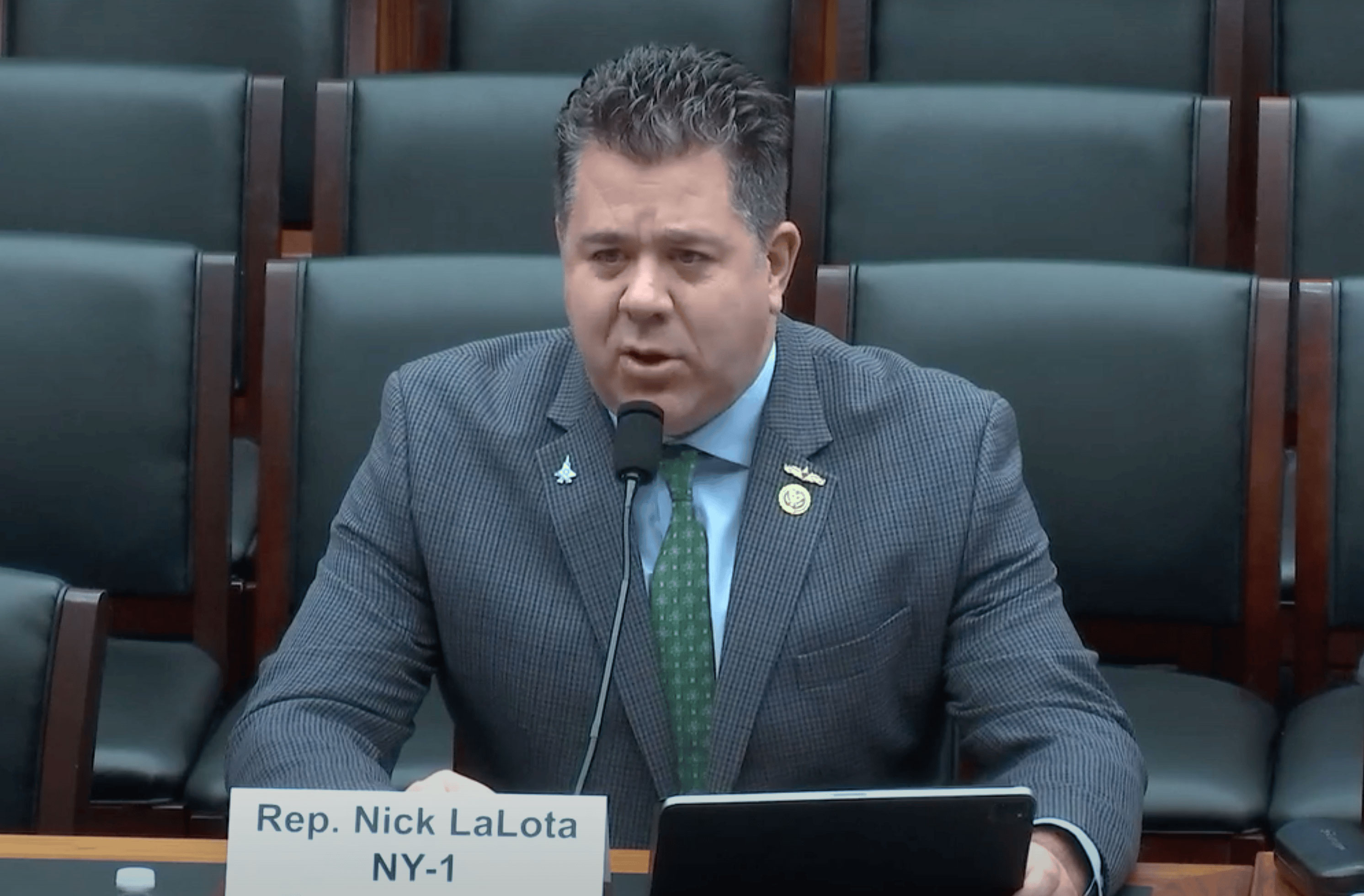  Congressman Nick LaLota at a January 11 Transportation and Infrastructure Committee, at which he highlighted the Asharoken Seawall. Screenshot via lalota.house.gov.