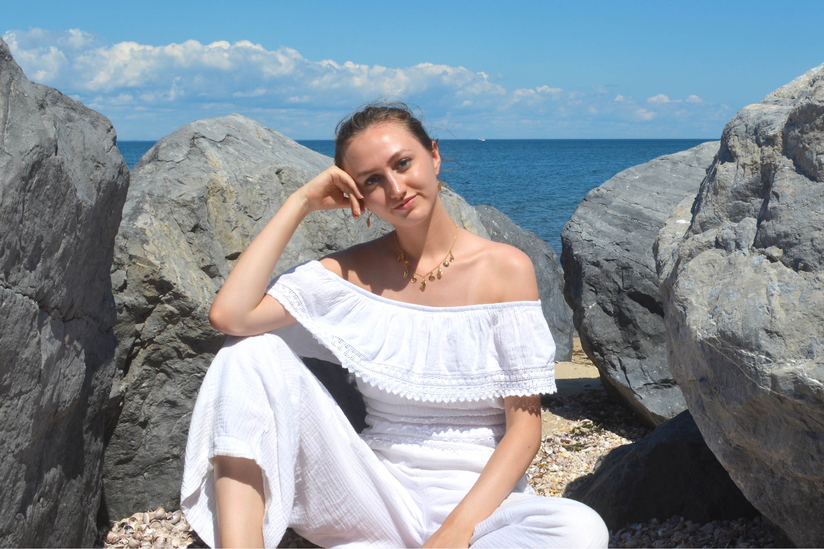 Jewelry designer Lauren Errick, founder of Le Gaudere, a jewelry collection inspired by her childhood experiences collecting seashells in Northport. Photo courtesy Lauren Errick.
