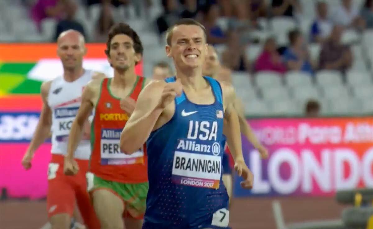 Local athlete Mikey Brannigan, pictured here winning gold in the London 2017 World Para Athletics Championships 1500m, earned another medal in the 1500-meter race at the 2023 Para Athletics World Championships last month. Image via the Paralympic Games YouTube channel.