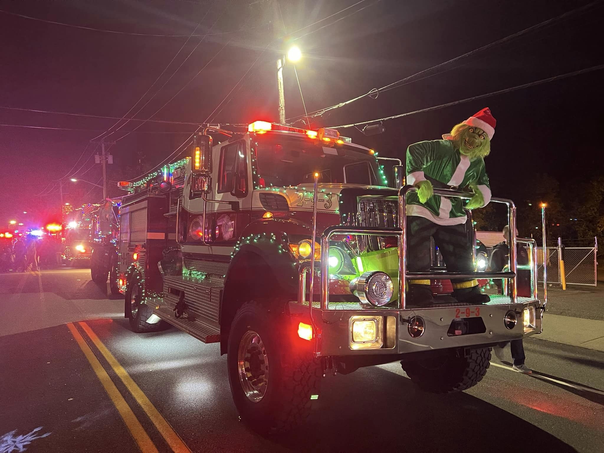 Will the Grinch show up at the Northport Fire Department Santa Run this weekend? Check out any of the local stops and find out! Photo courtesy Northport Fire Department, from the 2022 Northport Village Christmas Tree Lighting.