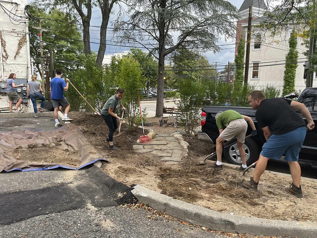 Northport Native Garden Initiative founders and volunteers onsite of a new project on the corner of Woodbine and Scudder Avenues.