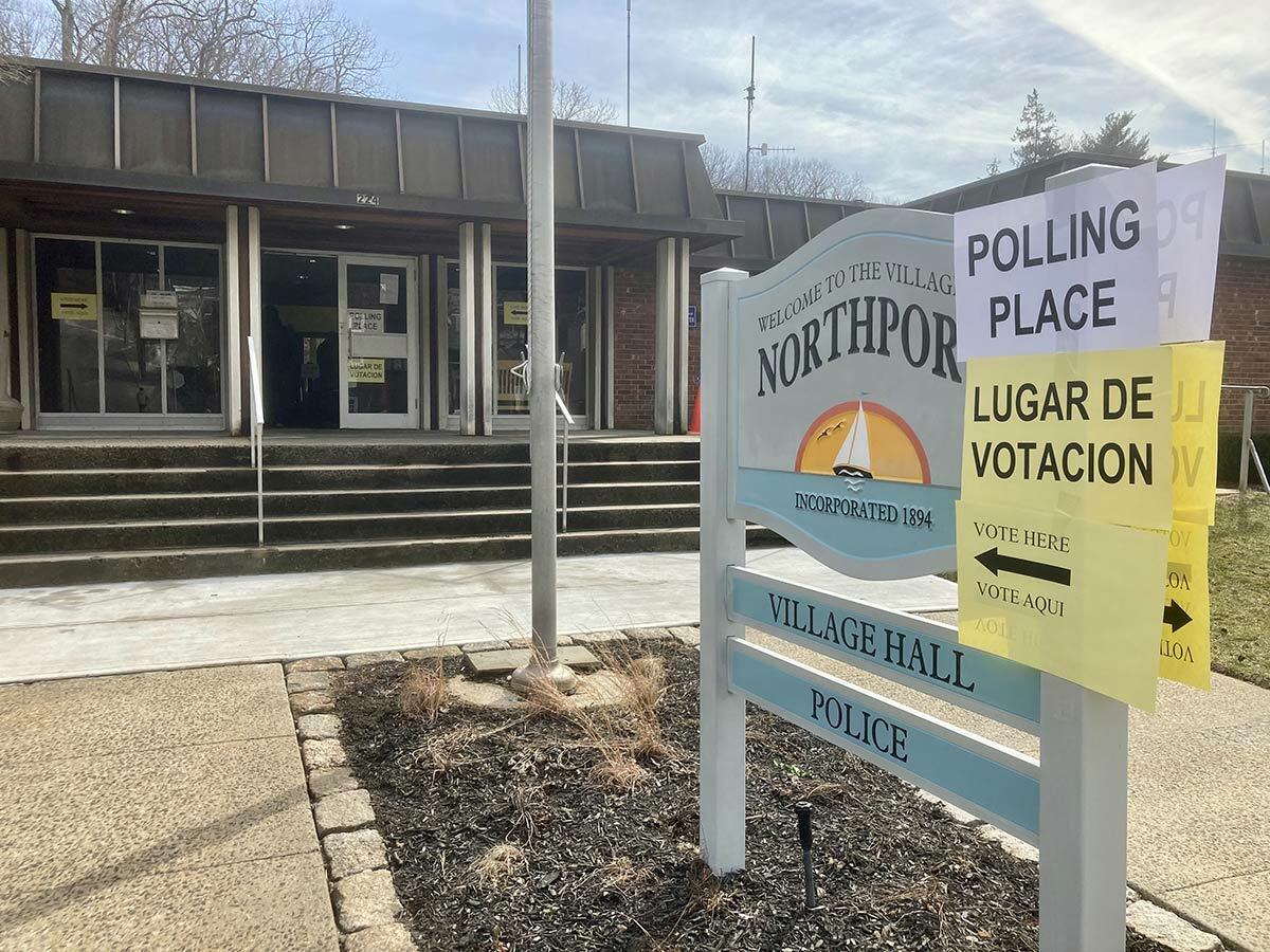 Northport Village Hall on election day. 1,714 residents turned out to vote; 131 absentee ballots were received.