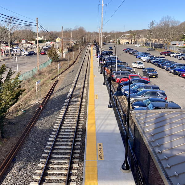 LIRR commuters without parking permits will soon be allowed to buy a day parking pass for $12 at Northport (pictured), Greenlawn and Cold Spring Harbor train stations. 