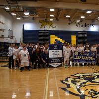 Northport High School administrators and faculty alongside members of the Unified basketball team and Sparkle Squad dance team. Photo courtesy of Northport-East Northport Union Free School District.