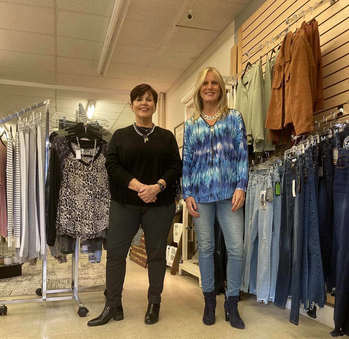 Diana Bellino (left) and Susan Cormier in On a Lark, a clothing, giftware and accessories store on Larkfield Road.