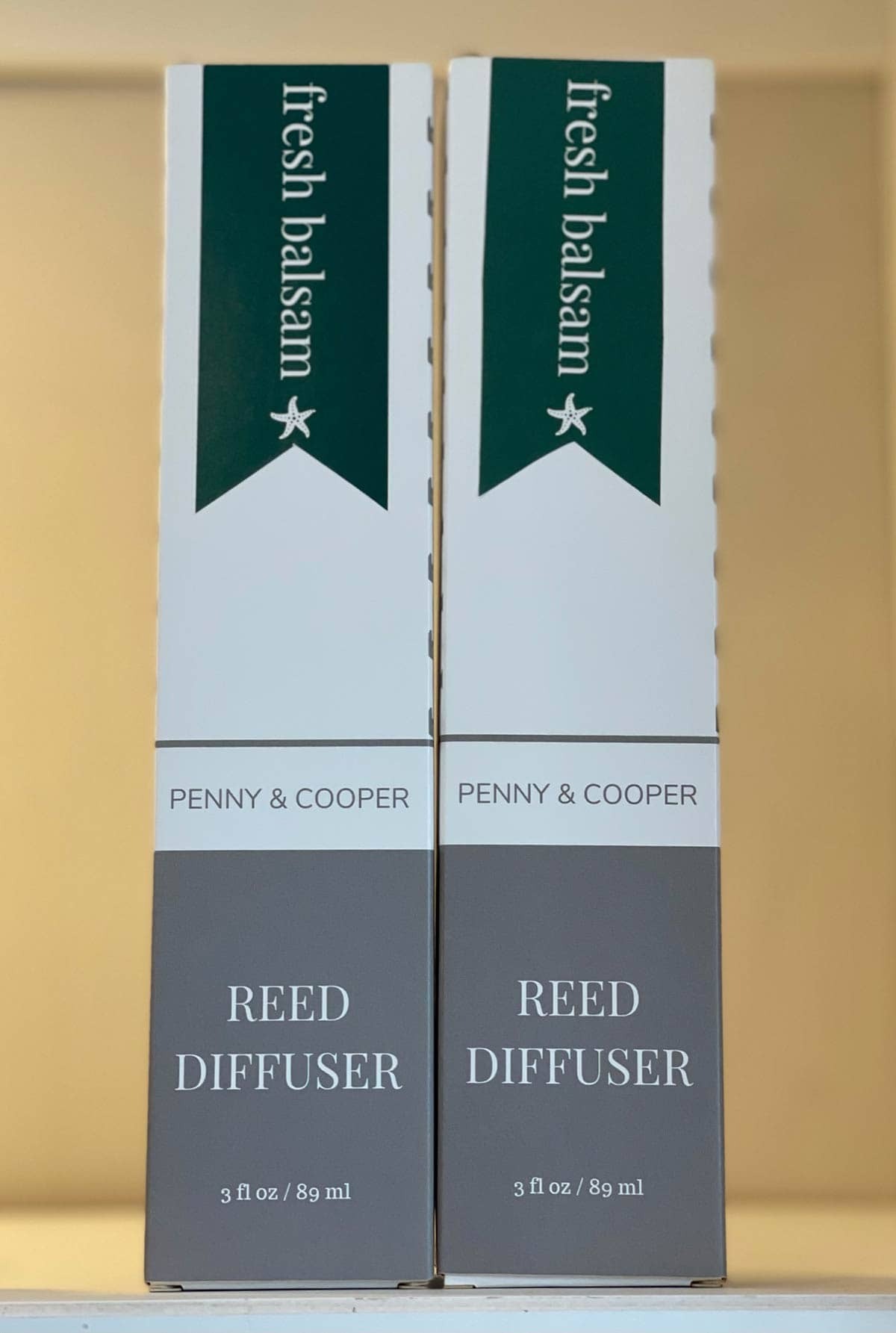 Reed Diffuser in seasonal scent "fresh balsam." $26
