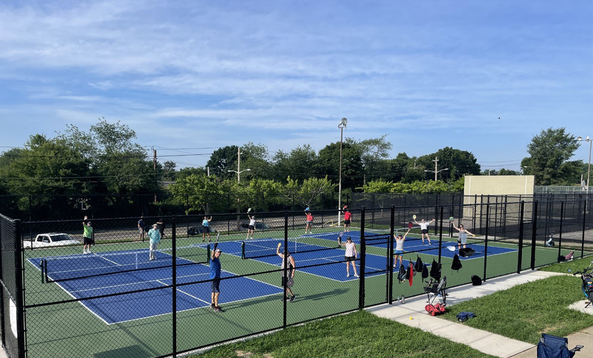 Players on brand new pickleball courts at Veterans Park in East Northport. Photo courtesy TOH.
