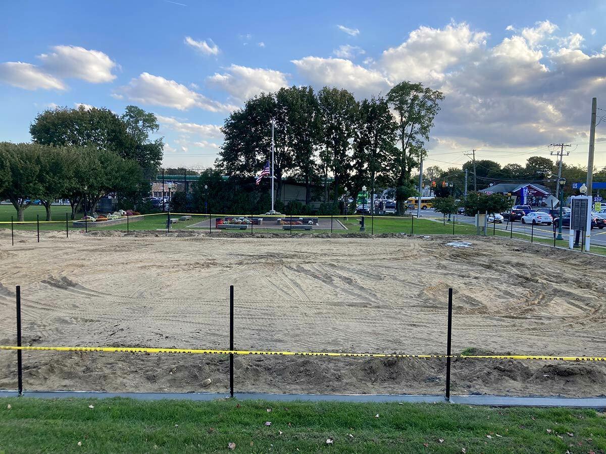 The site of a new playground at the TOH John J. Walsh Memorial Park. The old playground was removed earlier this month; the new playground is scheduled to be completed by November 11.