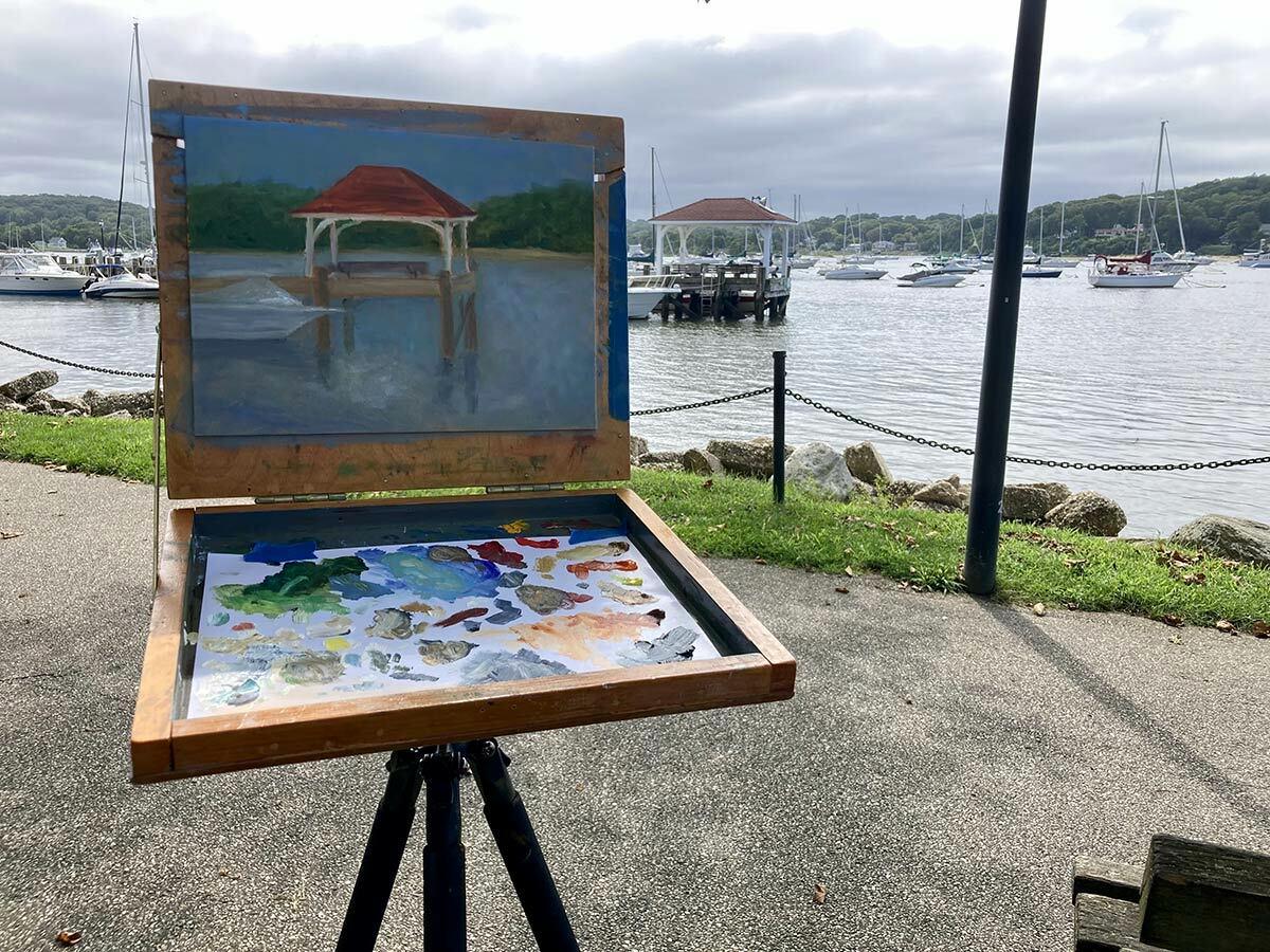 Artists gathered in Northport Village Park for The Firefly Gallery’s inaugural “plein air” event used the scenery as inspiration and backdrop for their artwork.
