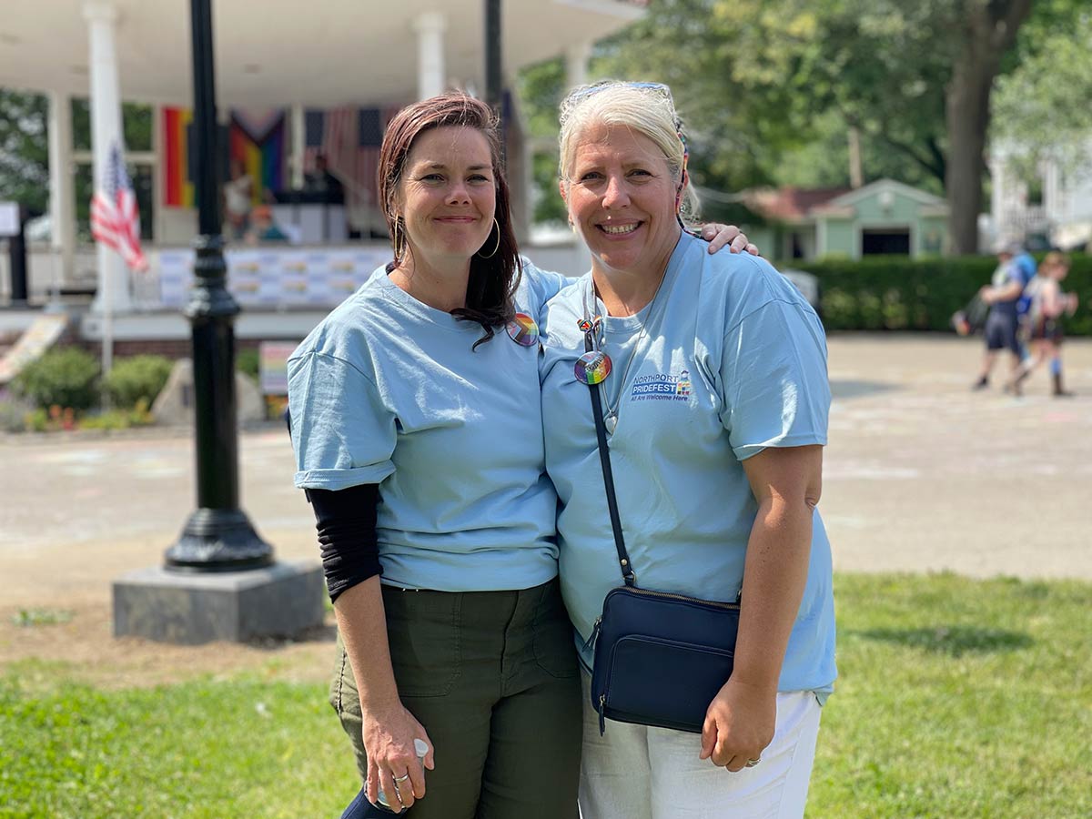 Pridefest volunteers Shelley Pierce and Sarah Anderson lent a hand throughout the June 17 event.