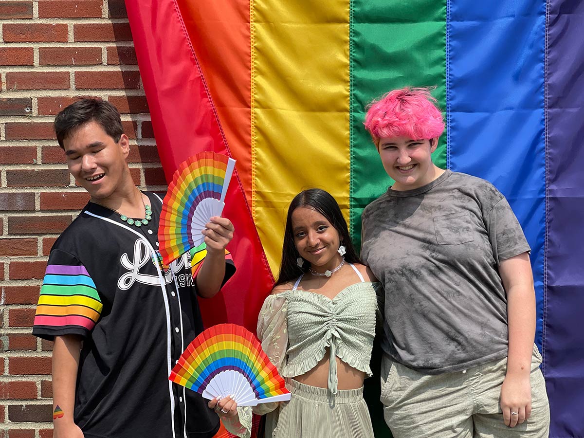 A group of supporters posing at the June 17 Northport Pridefest.