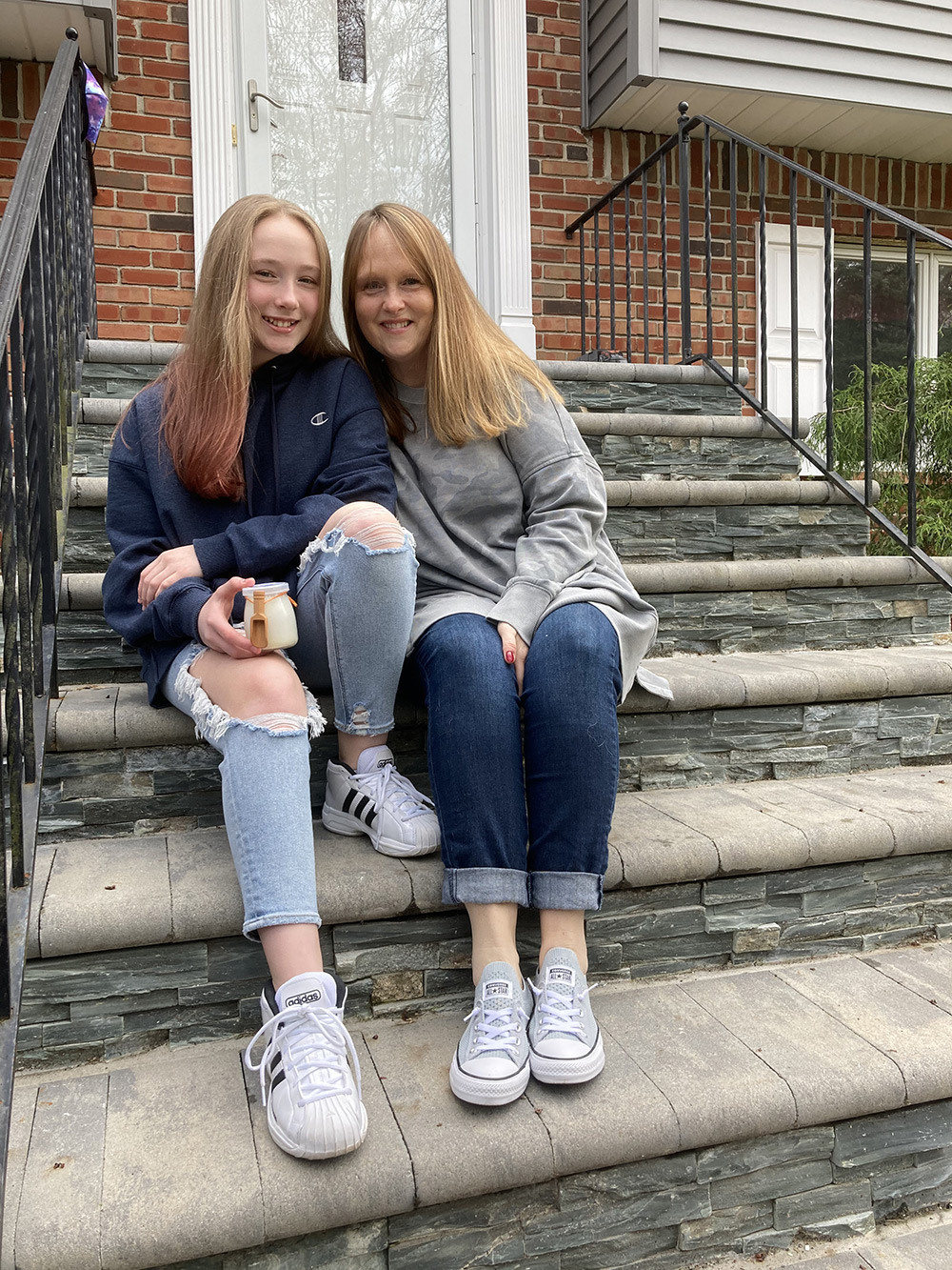 Abby and her mom, Elizabeth, at their East Northport home.