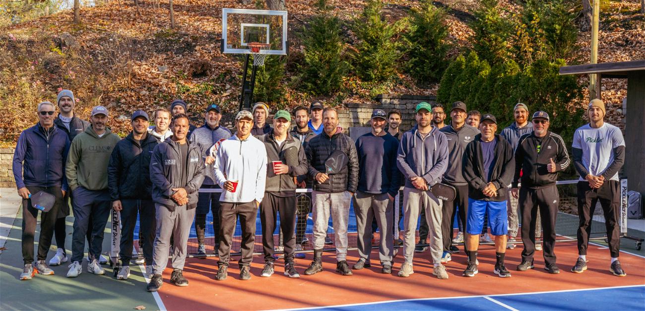 Group photo from the first annual Northport Turkey Ball pickleball tournament, which brought in $6,200 for charity. Organizers hope to quadruple that amount next year. Photo courtesy Keith Brady.