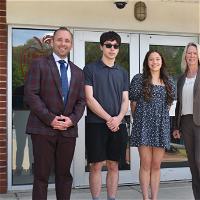 From left to right: Northport High School Principal Rob Dennis, Salutatorian Luke Tuthill, Valedictorian Emily Wickard, Assistant Principal Denise Keenan and counselor Louis Acconi. Photo courtesy of the Northport-East Northport school district. 