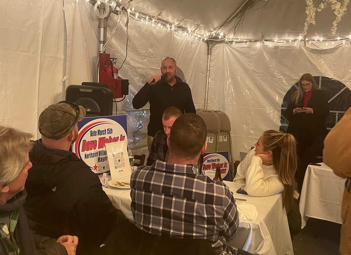 Northport Village Trustee Dave Weber hosted a campaign fundraiser for his mayoral run last Wednesday at Robke’s Northport, where he announced endorsements and noted recent achievements.